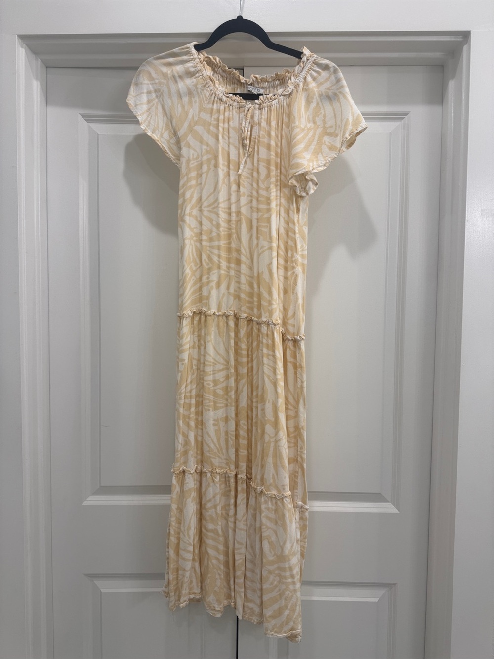 Patrons of Peace Cream & White Tiered Maxi Dress